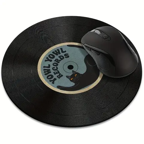 Vintage Vinyl Inspired Mouse Pad Round Non-Slip Rubber Computer Desk Mat Accessories Office Mouse Mat Playmat Rug Desk Gadgets