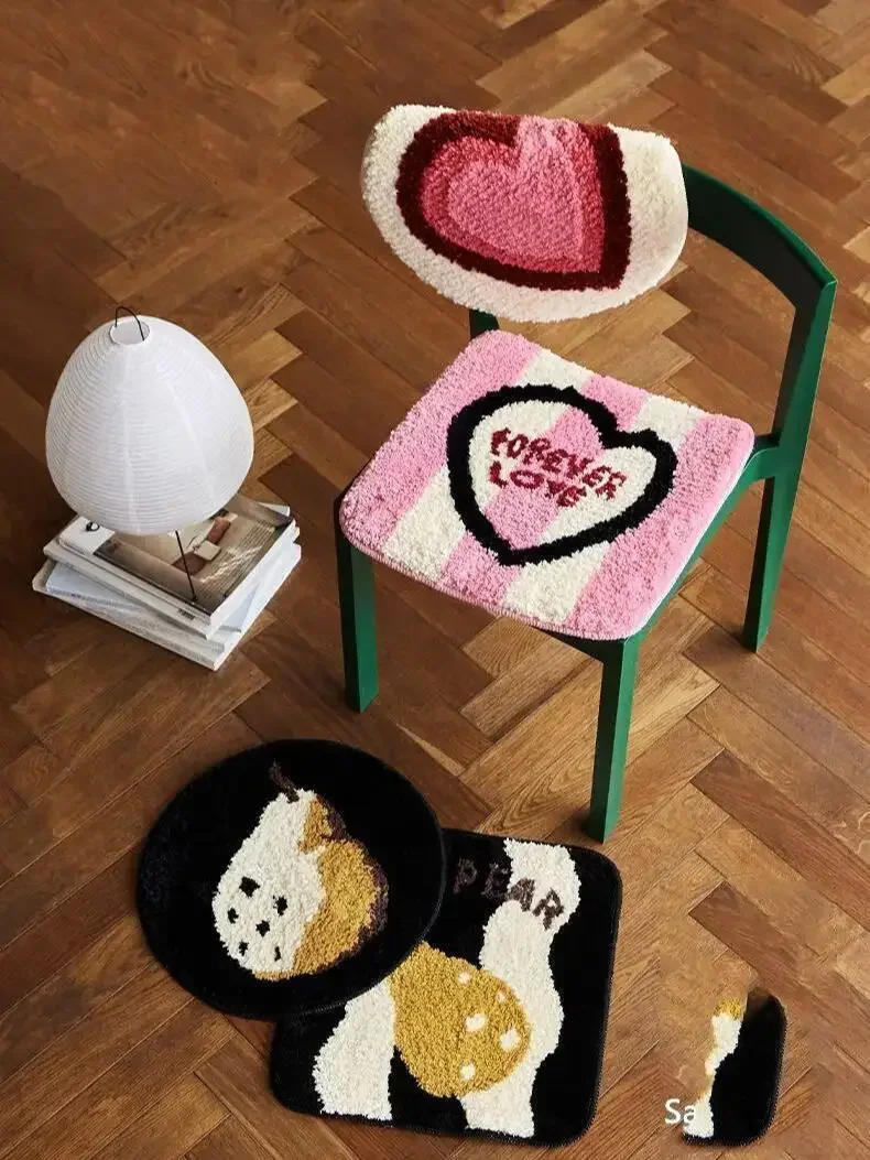 

Geometric Patterns Tufted Chair Cushion Anti-slip Seat Cushion Soft Plush Embroidery Patter Sit Cushion Room Absorbent Rug
