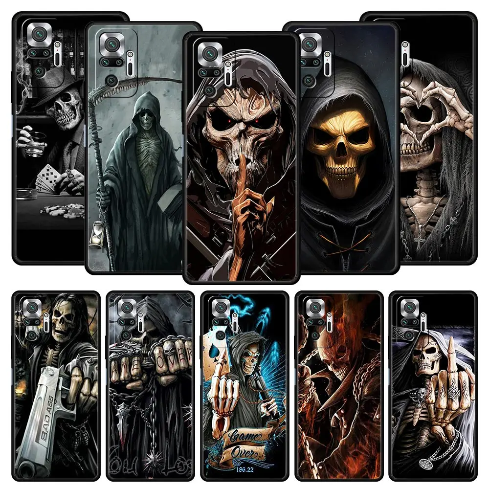 Skull Skeleton Grim Reaper Fashion Phone Case For Xiaomi Redmi Note 12 11 9S 9 8 10C Pro 9T 8T 9C 9A 8A K40 Gaming Soft Cover