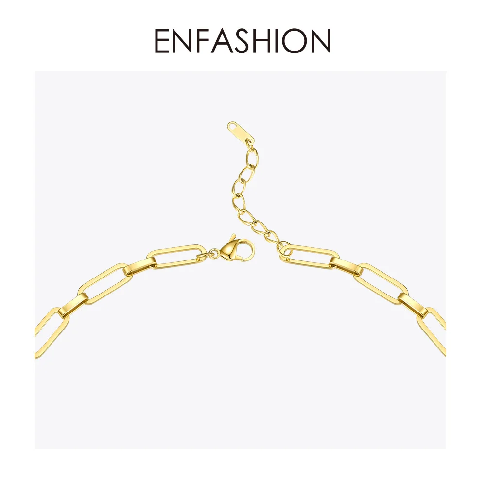 ENFASHION Punk Link Chain Choker Necklace Women Gold Color Stainless Steel Necklaces Femme Fashion Jewelry Friends Gifts P193039
