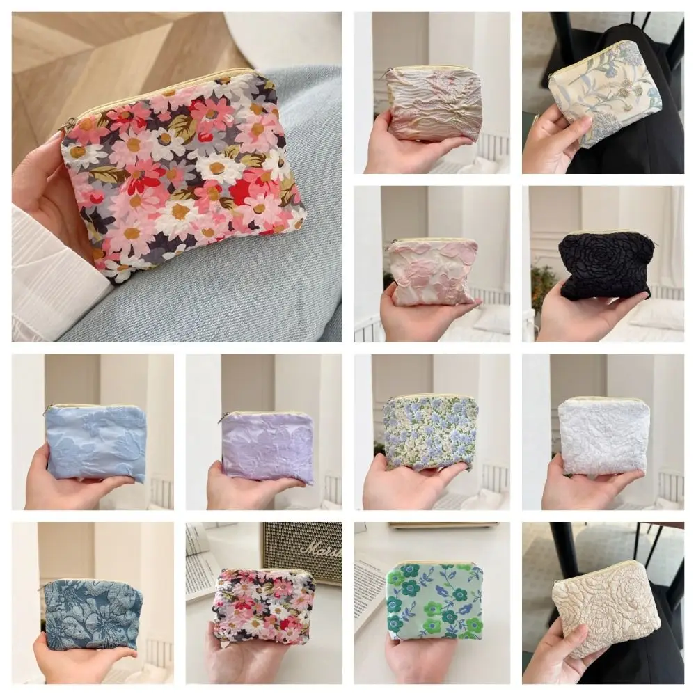 Mini Small Zipper Coin Purse Women Cute Floral Clutch Purse Lipstick Bag Key Wallet Lady Travel Makeup Storage Bag Pouch