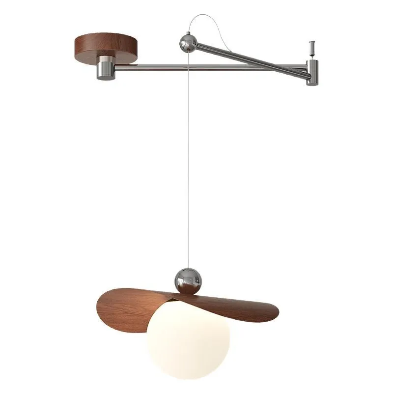 

Displaceable restaurant light Cream style dining table French medieval style simple creative rocker arm walnut color flying