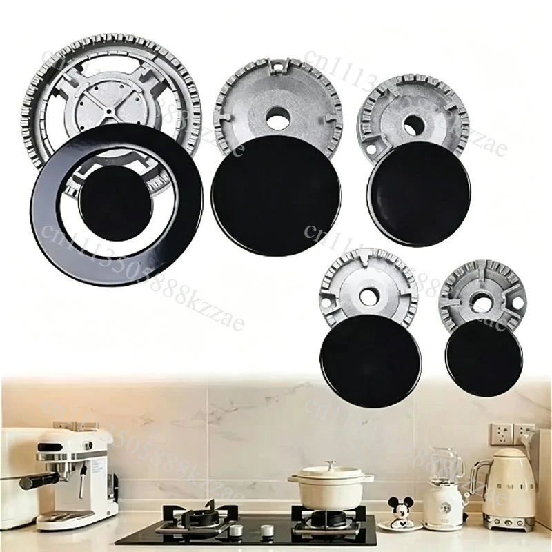 Cooker Hat Set for Oven Gas Hob Burner Crown Flame Surface and Burner Head Replacement for SABAF Stove Handles Lid Kit