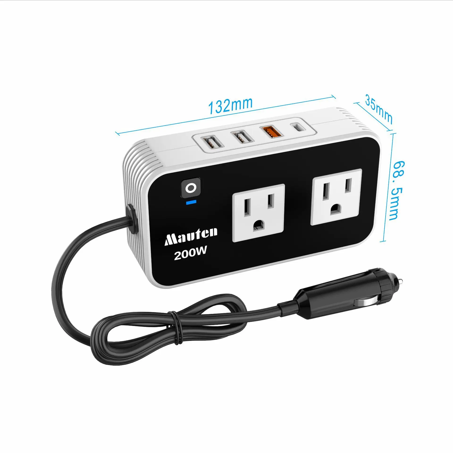 

200W foreign trade US standard intelligent car inverter, car cigarette lighter power socket 12v universal Inverter