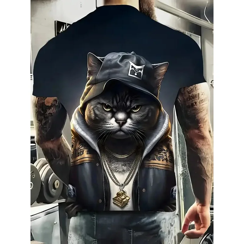 

Novelty Cool Cat Series T-shirt 3D Print Men/Women Hip Hop Trend Personality Top Oversized Short sleeve Crew Neck Streetwear Tee