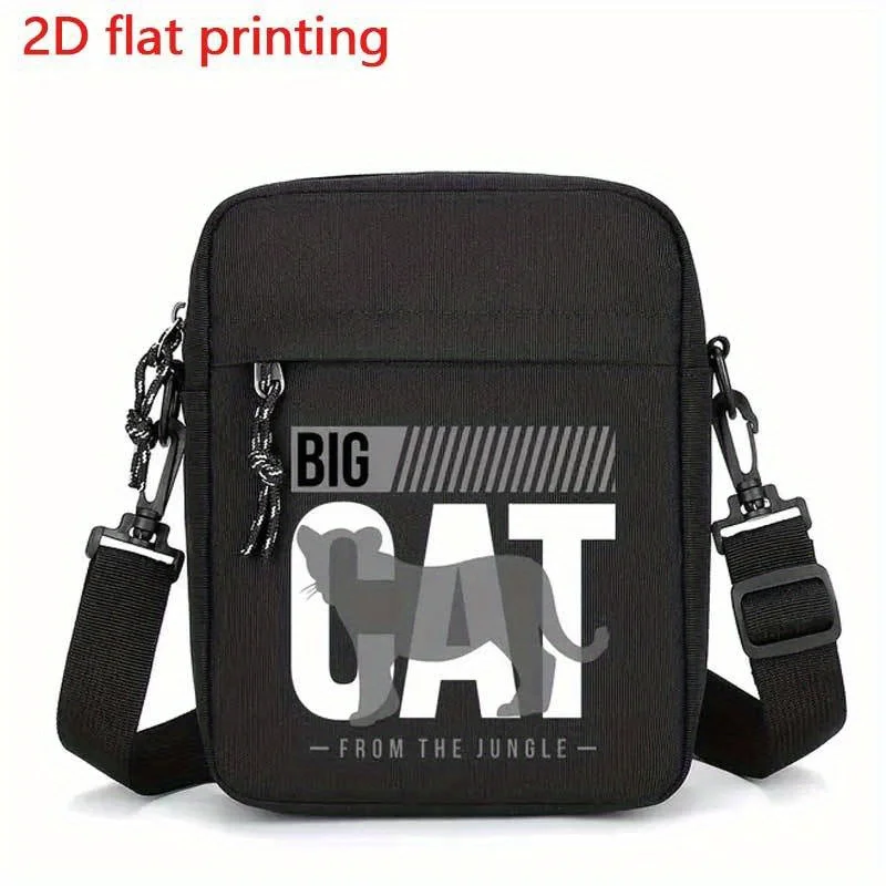 

"Big Cat From The Jungle" Letter Print Men Women Crossbody Bag Casual Cat Lover Gifts Daily Messenger Bag Zipper Shoulder Bag