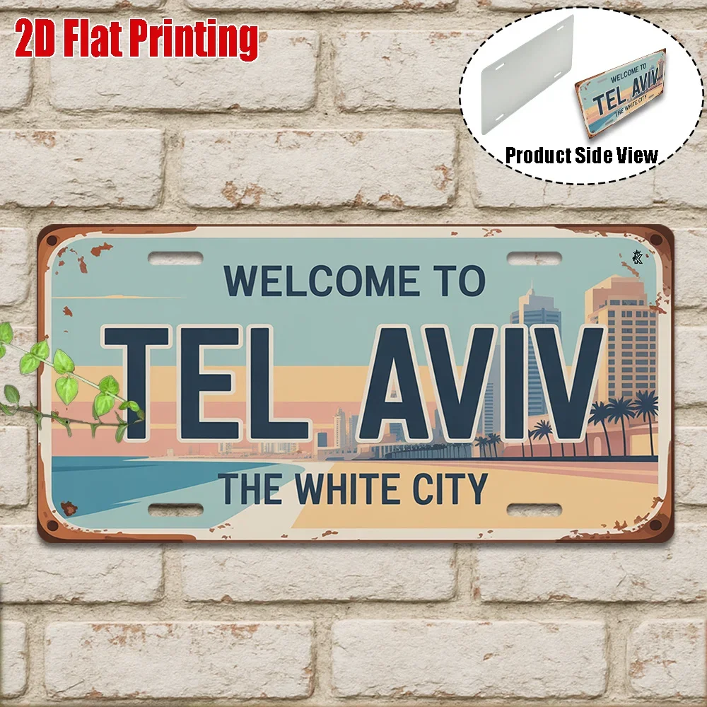 2D Flat -1pc, Vintage Metal Sign for Decorative Purposes Only, Outdoor Plaque And Wall Decor Aluminum Sign from Tel Aviv