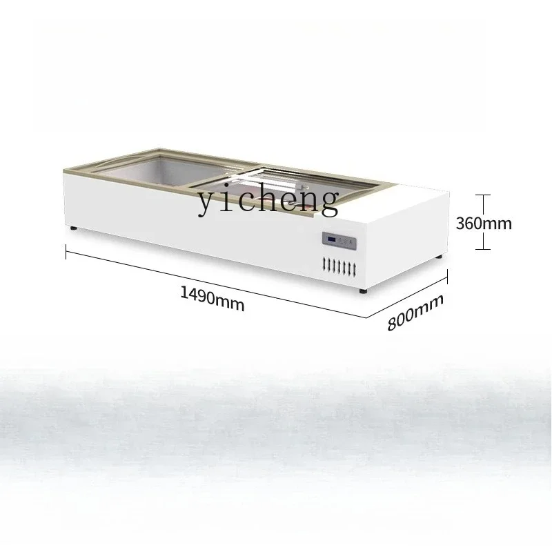 D27 Commercial Horizontal Barbecue Refrigerated Glass Display Cabinet Frozen Fresh-keeping Cabinet Stall Refrigerator