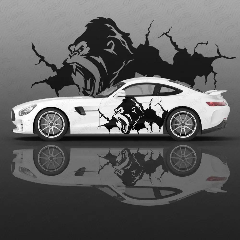 Angry Gorilla Pattern Car Body Sticker Anime Itasha Vinyl Car Side Decal Sticker Car Decor Sticker Cars Protective Film