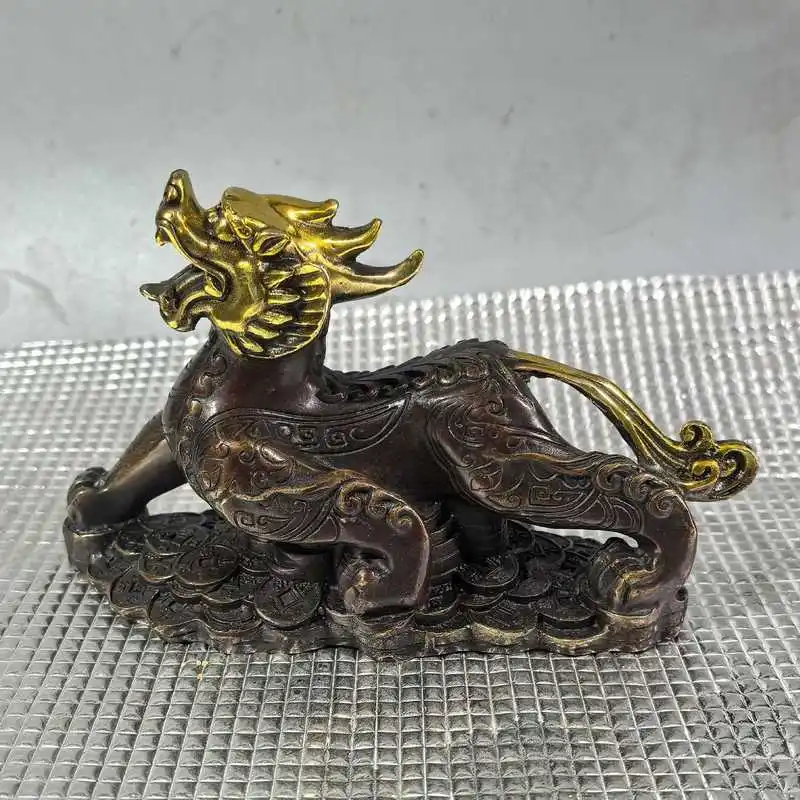 Bronze Pixiu Gilded Home Decor Office Living Room Craft for Attracting Talent and Wealth