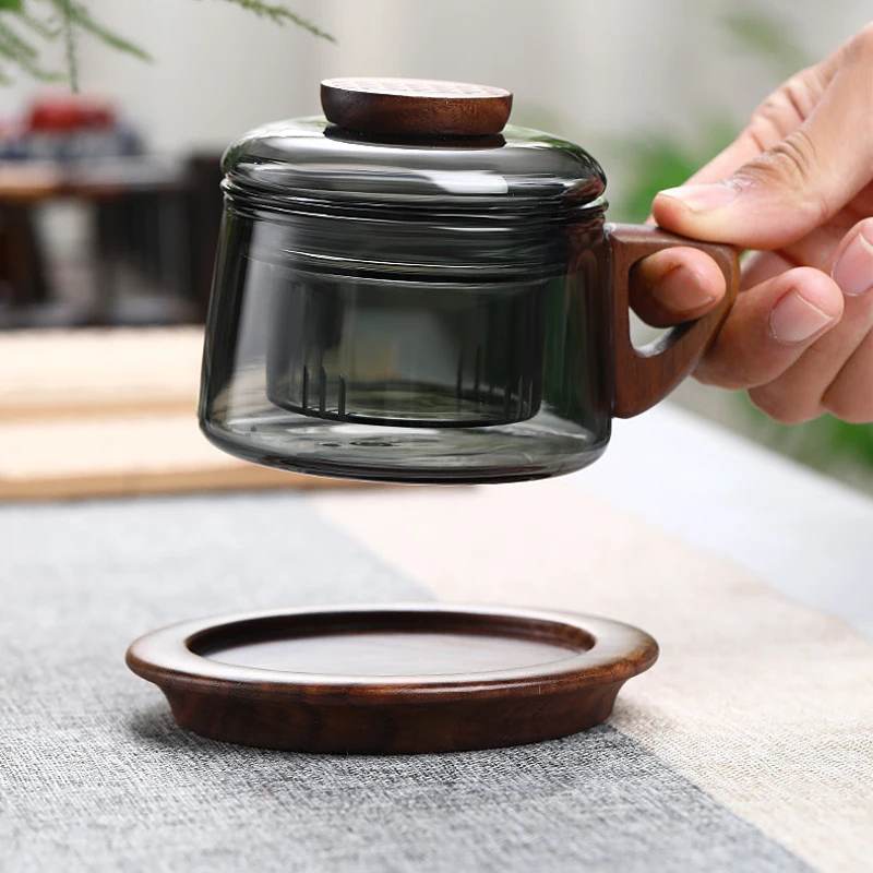 

Набор подставок для чайника 3 в 1, чайная посуда Kong Fu из боросиликатного стекла с заварником для чая, термостойкий чайник с деревянной ручкой