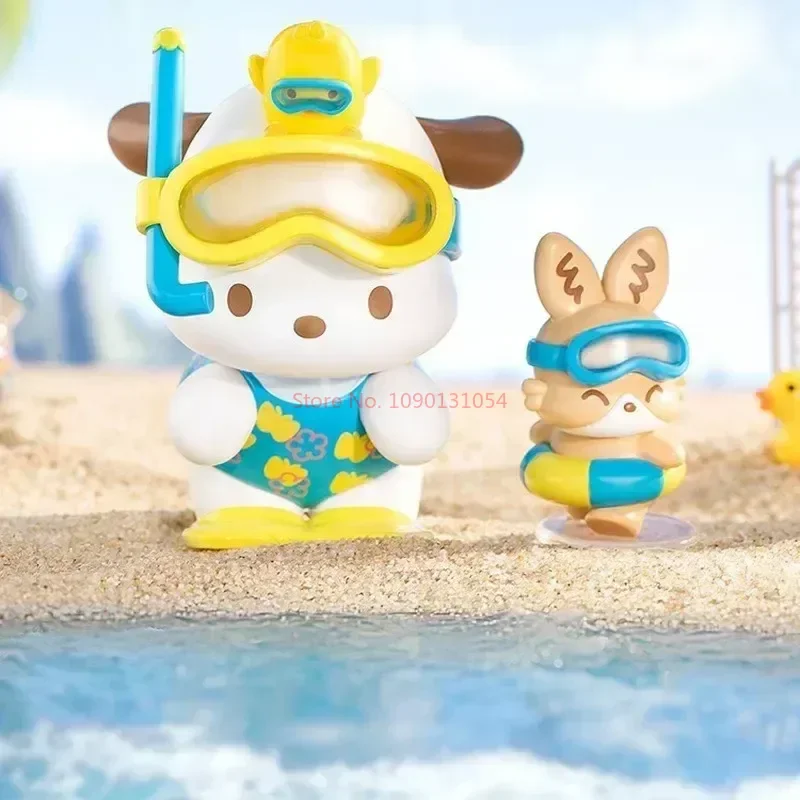 Sanurgente Pochacco-Figurine de la série Holiday Beach, boîte ennemi, figurine d'action anime, jouet à collectionner, cadeau tendance, jouets Kawaii