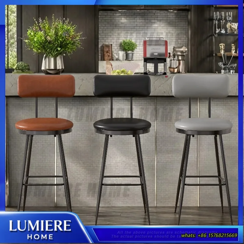 

2 Pack Bar Stools with Backrest and Footrest Counter Height Kitchen Chairs PU Leather Upholstery Easy Assembly for Kitchen