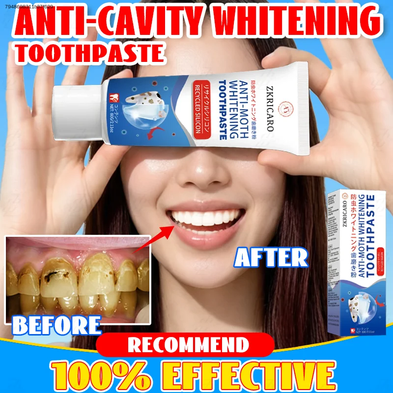 

Strong anti tartar and whitening toothpaste 60g deep cleaning removes yellow teeth, smoke stains, brightens white, prevents decay, protects gums, corrects stains, toothpaste