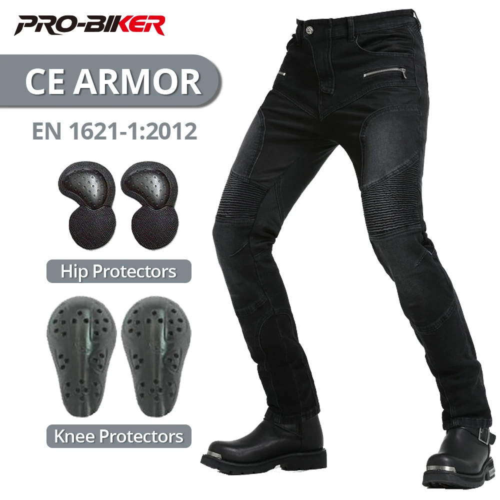 

Four Seasons Men's Motorcycle Pants Anti-Fall Windproof Motocross Jeans Outdoor Motorbike Riding Pants With CE Protective Gear