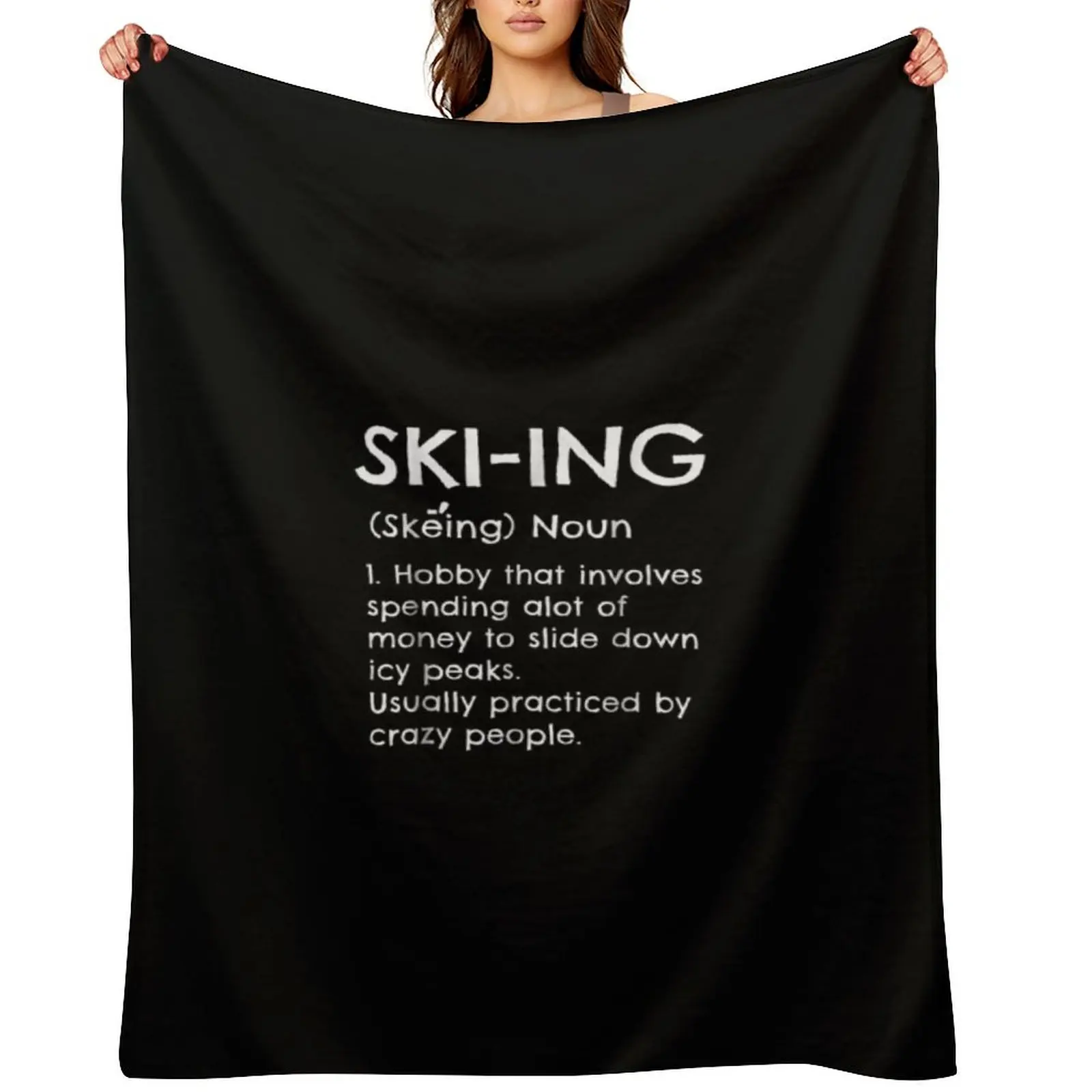Funny Skiing Definition Ski Gift Idea For Skiers Throw Blanket Decorative Sofa Sofa Custom Luxury Brand Blankets