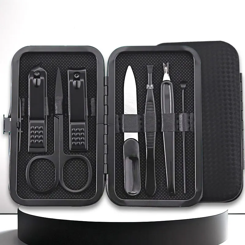 7/10 pçs unisex conjunto de manicure de aço inoxidável com cortador de unhas portátil kit de preparação de viagem tesoura de unhas kit de ferramentas de preparação