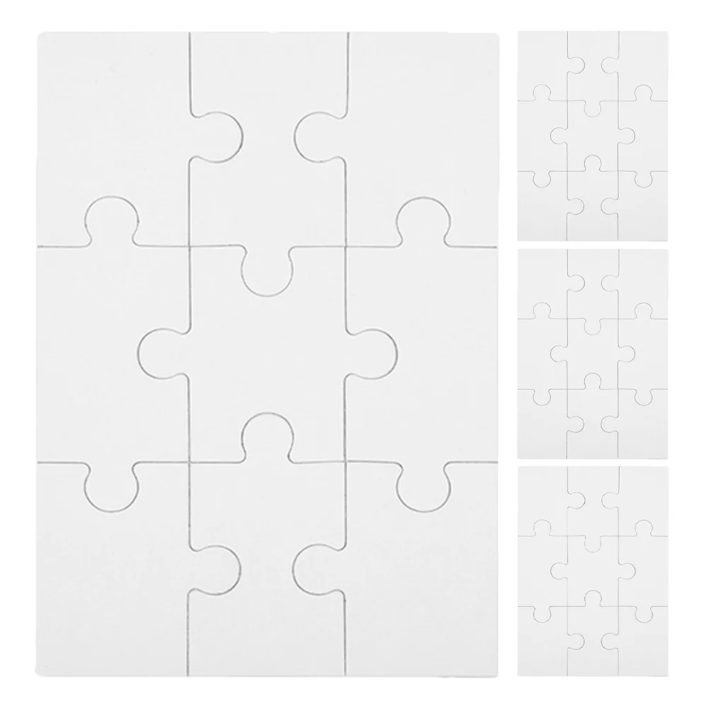 4pcs Jigsaw Puzzles Wooden Diy Puzzle Pieces For Sublimation Craft Heat Transfer Puzzle Game Gift Cognitive Plaything Idea