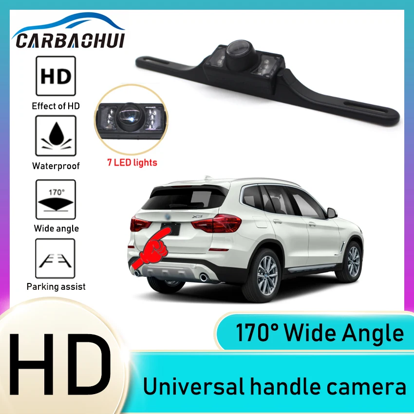 

License Plate Camera Universal CCD High-definition Night Vision Colorful 170 degrees Waterproof Backup Camera for GPS Monitor