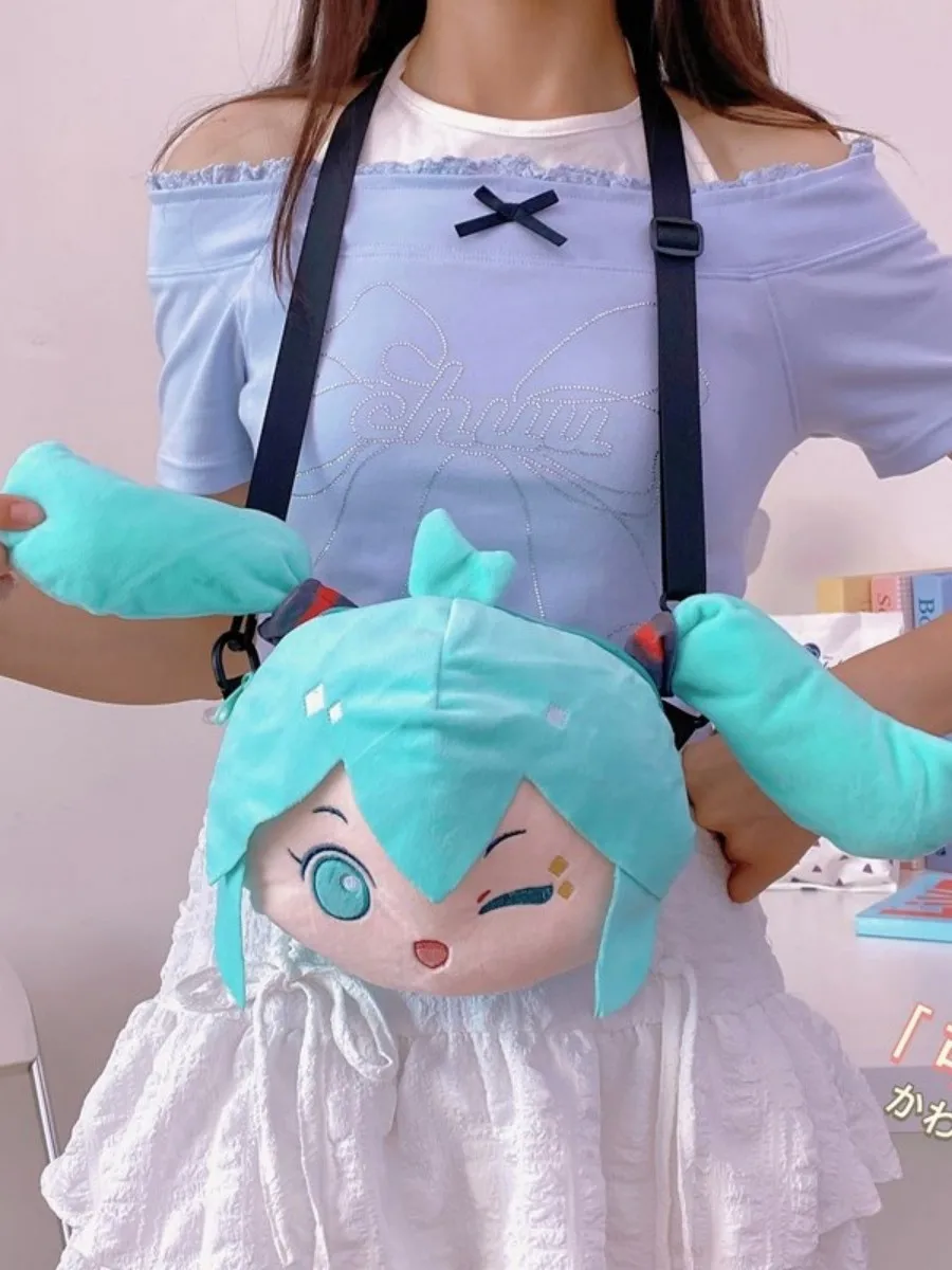 Hatsune Miku Shoulder Bag New Backpack Cute Anime Girl Plush Cartoon Kawaii Knapsack Student Bag Packet Gifts Toys view 2