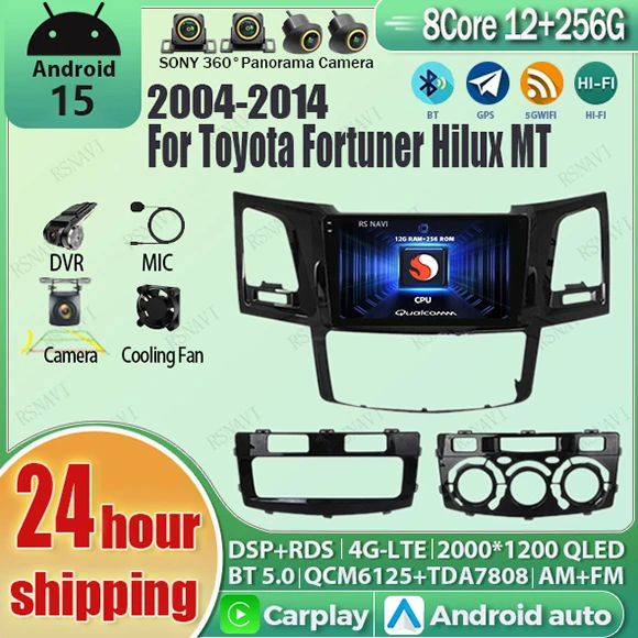 Android 15 Car Radio For Toyota Fortuner HILUX Revo Vigo 2007 - 2015 Navigation Multimedia Player Stereo WiFi+4G Head Unit Video