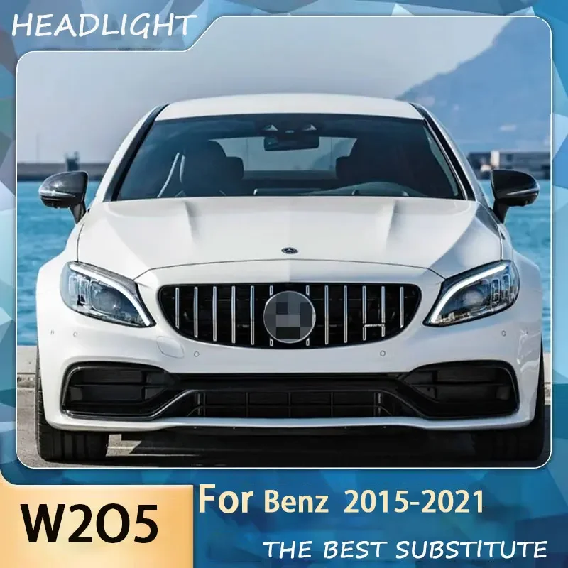 Applicable to 15-21 Mercedes-Benz C-Class W205 headlight assembly old and new LED daytime running light steering lens C180