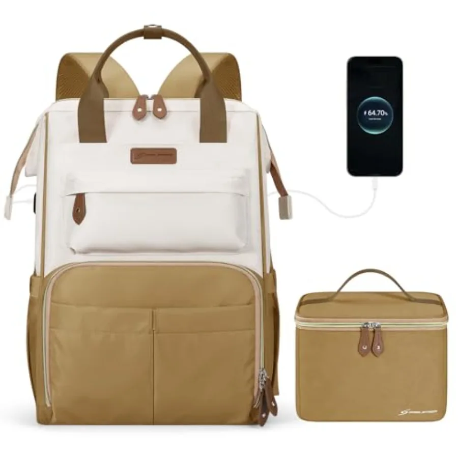 

Travel Backpack for Women Men, Laptop Backpack Fits 15.6-17.3 Inch Laptop, Nurse/Work Bag with Insulated Lunch Box