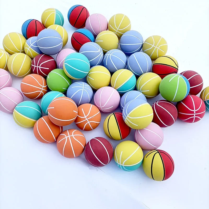 Kids 6cm Mini Rubber Ball Toys High Stretch Basketball Modeling Bouncy Ball Colored Elastic Small Simulation Hollow Balls Toys