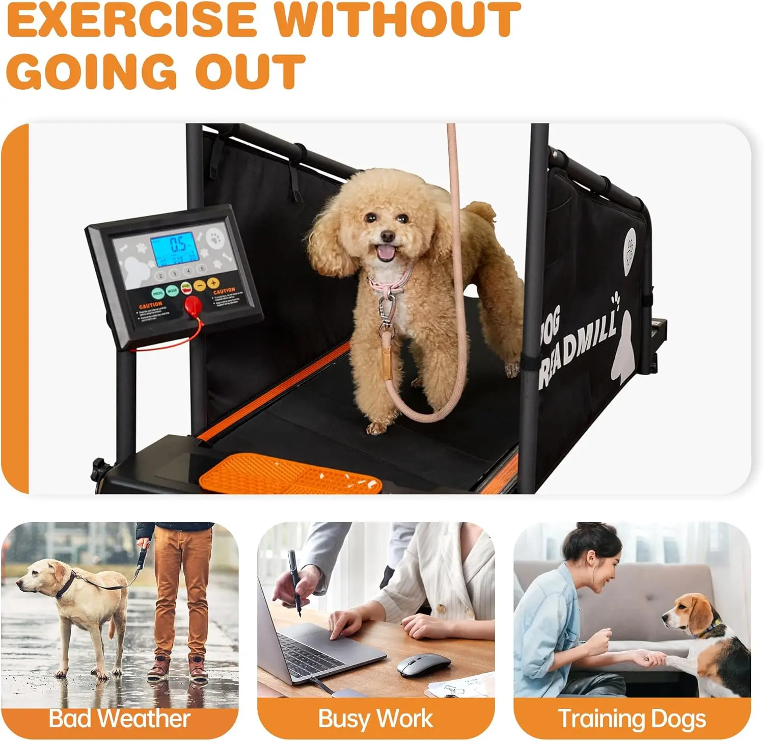 Máquina para correr para perros pequeños y medianos, de poco ruido y uso en interiores con pantalla LCD y control remoto