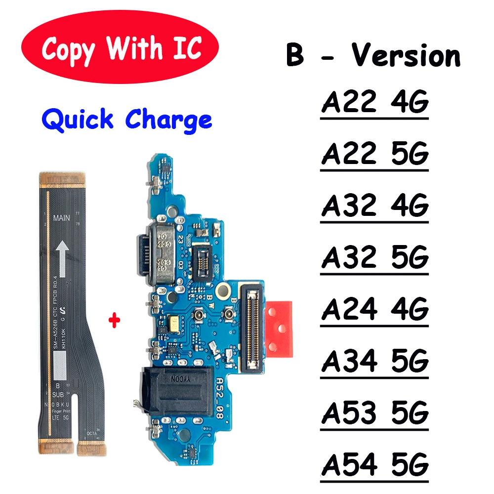 Testowany port ładowania USB Flex do Samsung A22 A32 A24 4G A52 A22 5G A72 Złącze stacji dokującej do ładowania Port ładowarki Elastyczny kabel