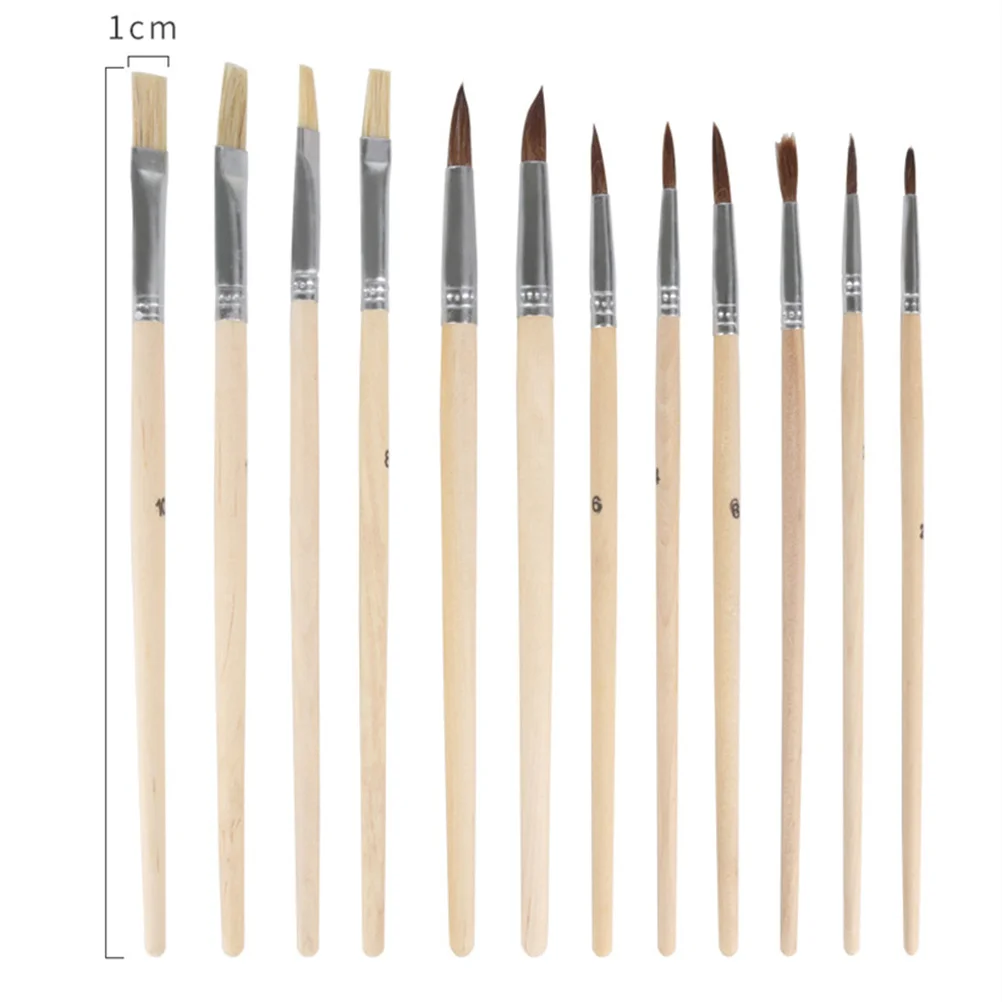 

13pcs Painting Brush Set Wooden Handle Aluminum Ferrule For Oil Watercolor Painting Art Supplies Kids Adults Drawing Tools