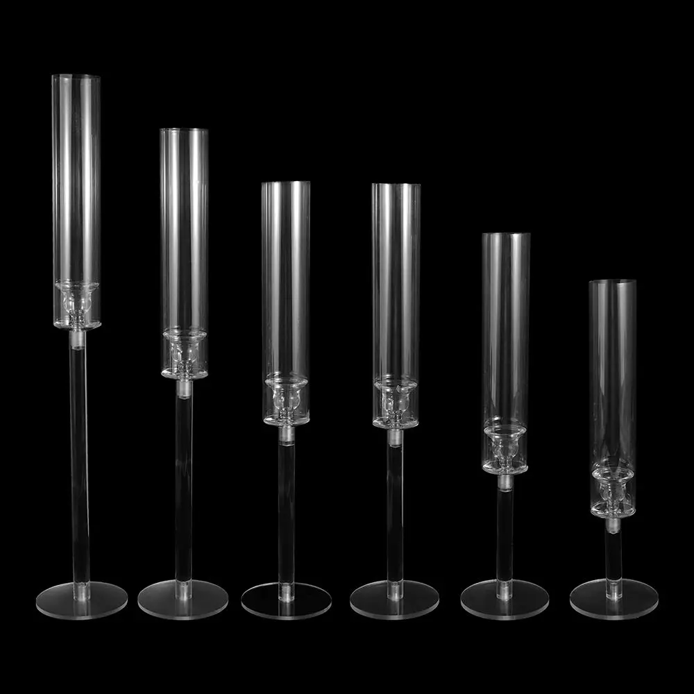 

3 Pcs/set Party Decoration Acrylic Crystal Candle Holders Clear delicate Candlestick high quality Centerpieces Wedding Party