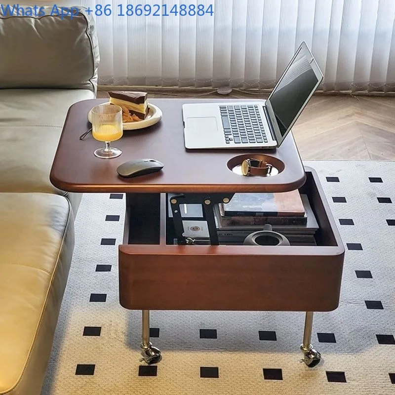 Adjustable Height Coffee Table, Dual-Use Home Coffee Table, Storage and Organizer, Movable and Foldable Square Shape