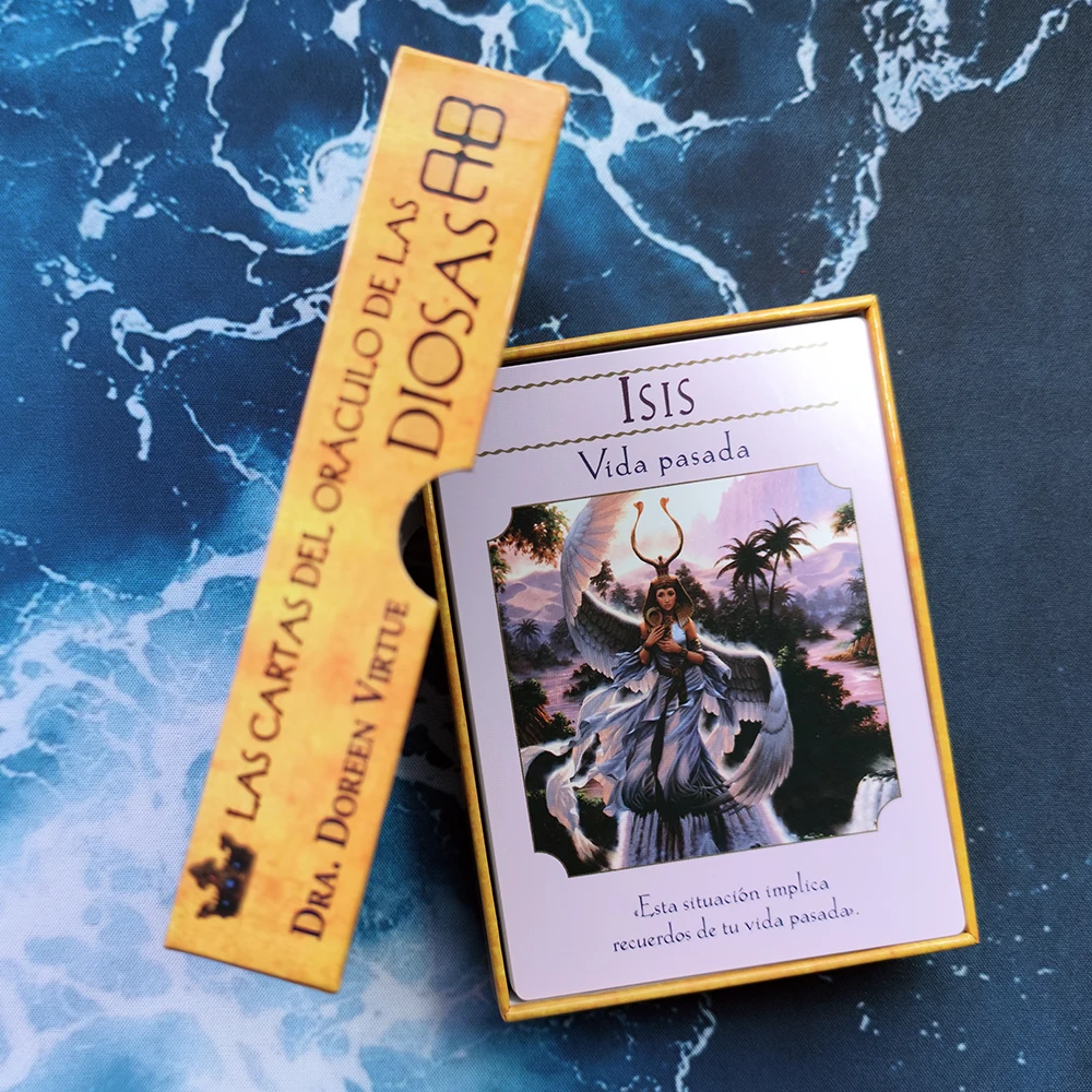 NUEVO Oráculo 12 x 8.7 cm (4.7 x 3.4 in) en Español: Las Cartas del Oráculo de las Diosas 44 Cartas con Palabras Clave