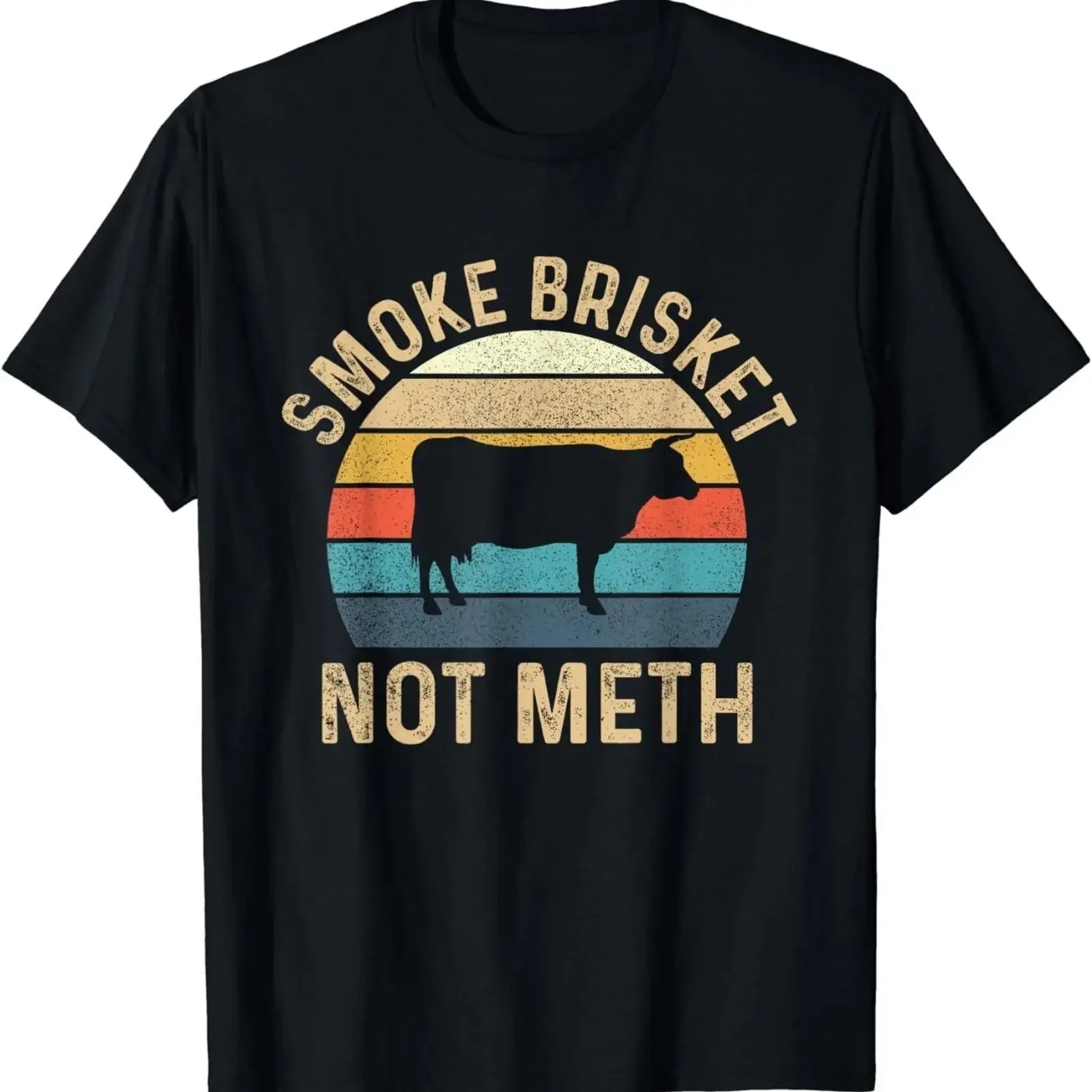 Smoke Brisket Not Meth Pitmaster BBQ Lover Smoker Grilling T Shirt vintage Washed Casual Comfortable Slightly graphic homme