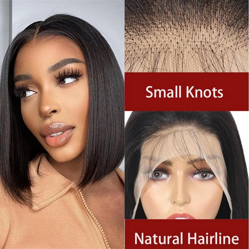 

Real Bleached Knots Short Bob Wig 13x4 Lace Frontal Human Hair Bob Wigs Pre-plucked with Baby Hair 4x4 Lace Closure BoB Cut Wigs