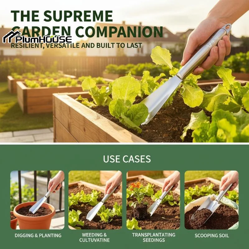 Thickened Stainless Steel Garden Trowel Heavy Duty Shovel Spade For Planting Transplanting Digging Weeding Outdoor Tool