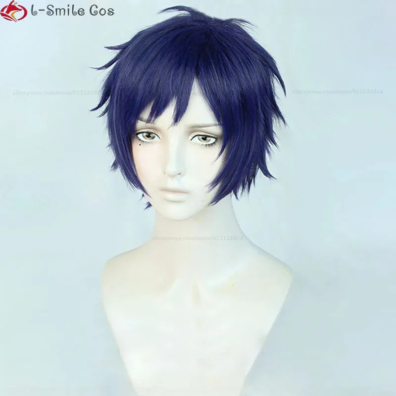 Candy 2025Game ES2 Cosplay Fushimi Yuzuru Short Blue Purple Heat Resistant Synthetic Hair Hallowee Party Wigs + Wig Cap