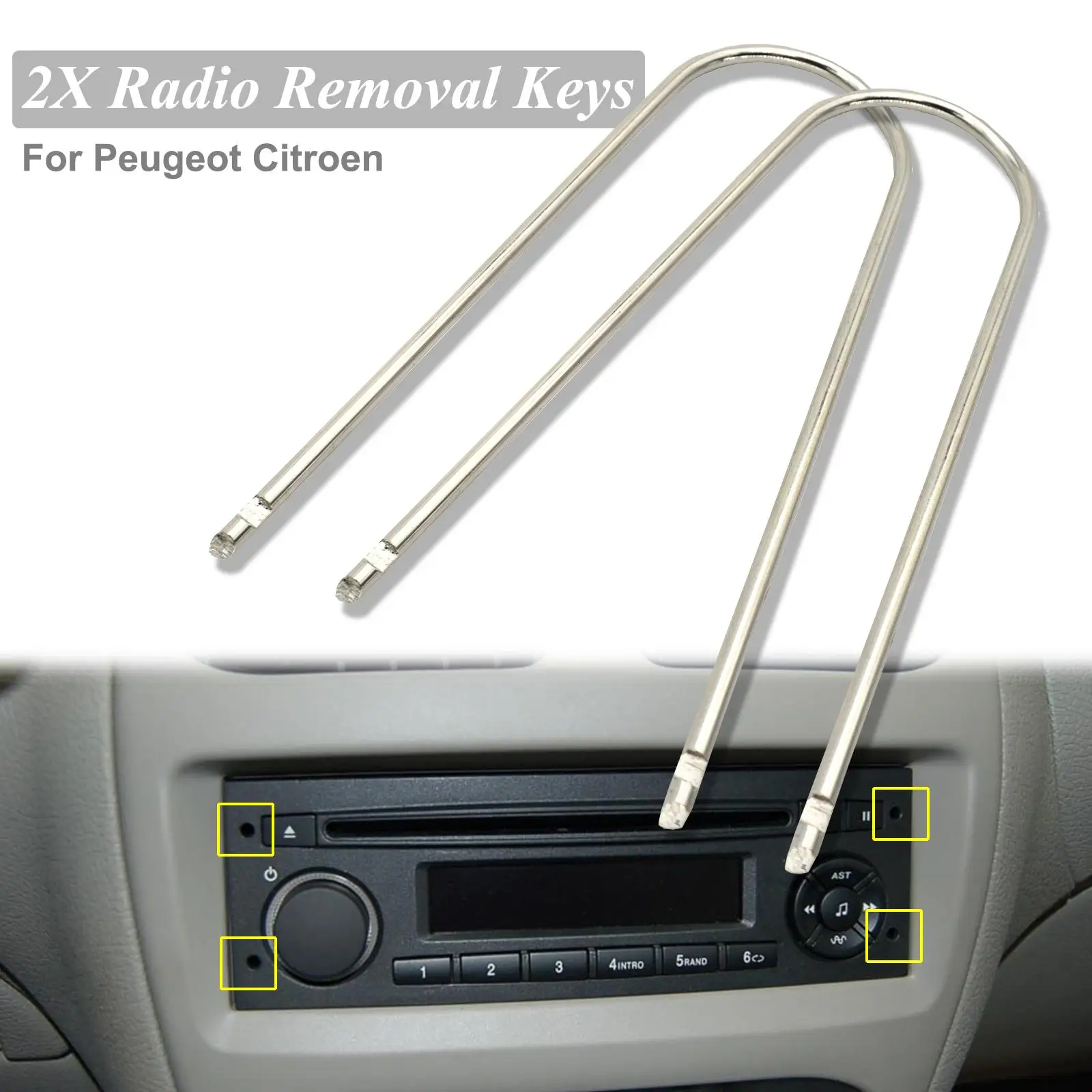 2pcs Car Stereo Radio Removal Keys Vehicle CD Disassembly Changer Tools For Citroen Peugeot Auto Accessories Styling U-shaped