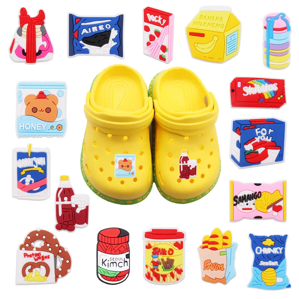 1Pcs PVC Shoe Charms Snack Macaron Bread Cookies Donut Accessories Shoes Buckle Decorations Fit Bracelets Children Gift