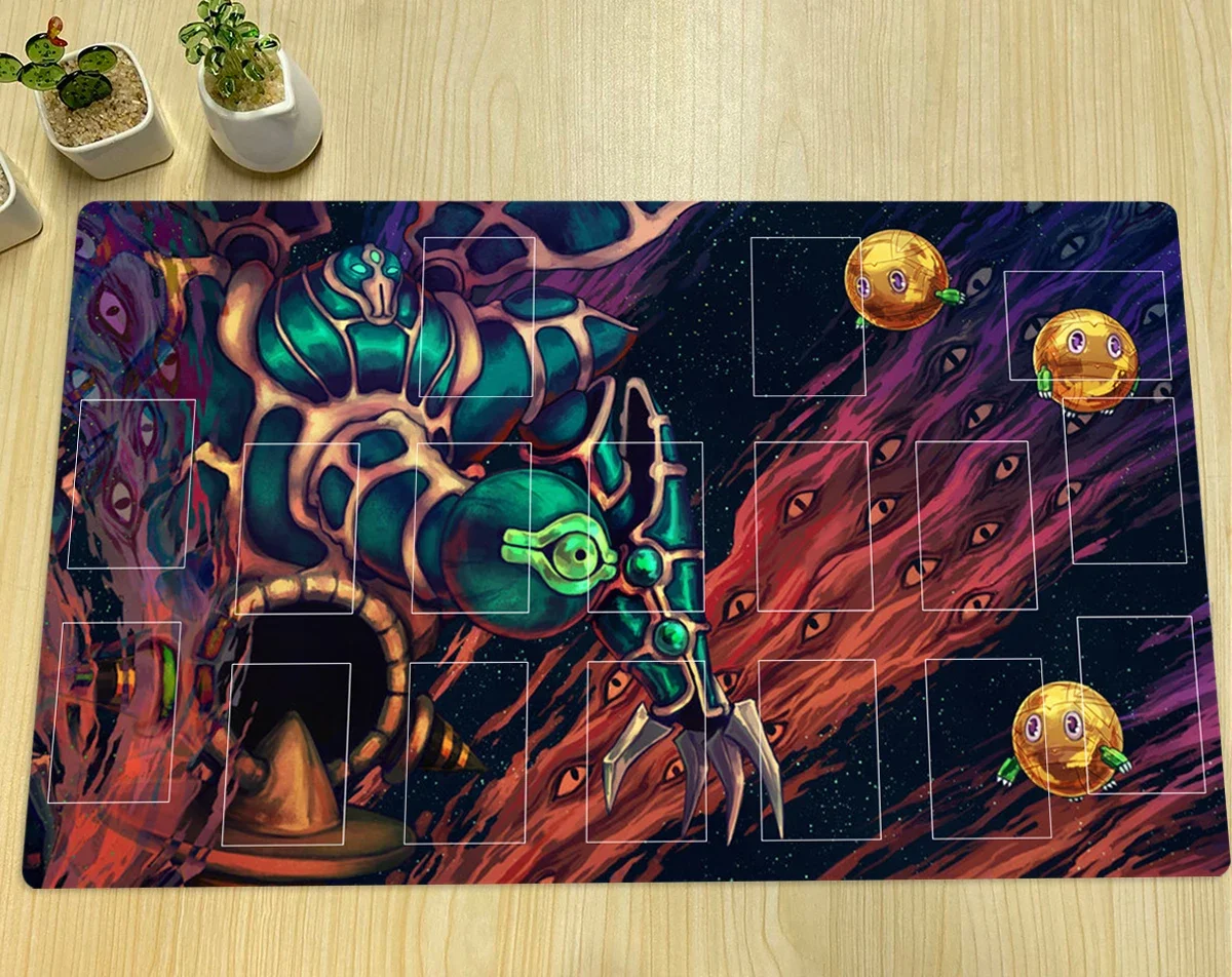 YuGiOh Playmat Relinquished & Thousand-Eyes Restrict Board Game mat TCG CCG Trading Card Game Mat Rubber Mouse Pad Zone & Bag