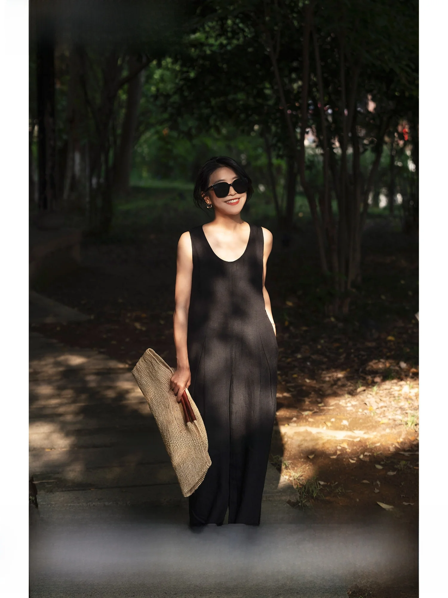 

Ele Slim Fit Linen Svel Jumpsuit Casual Long Legged Comfortable to Wear Faionable Tank Top And Pants Ensemble