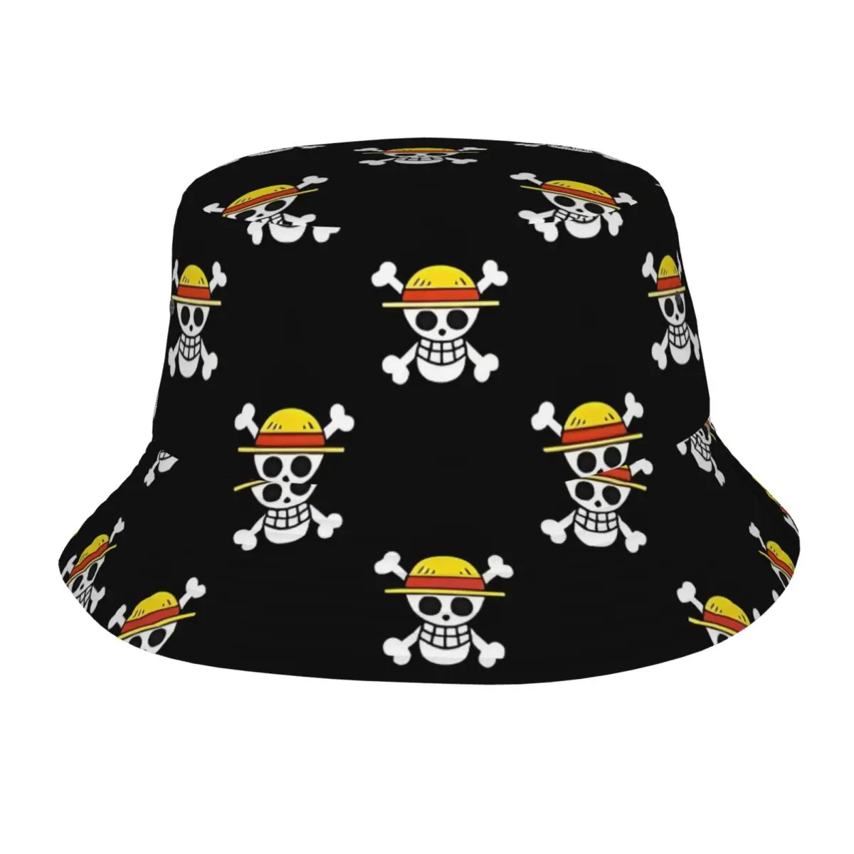 Casual One Piece Luffy Anime Bucket Hats Women Men Packable Hiking Fishing Cap Summer Beach Vacation Getaway Headwear Bob Hat