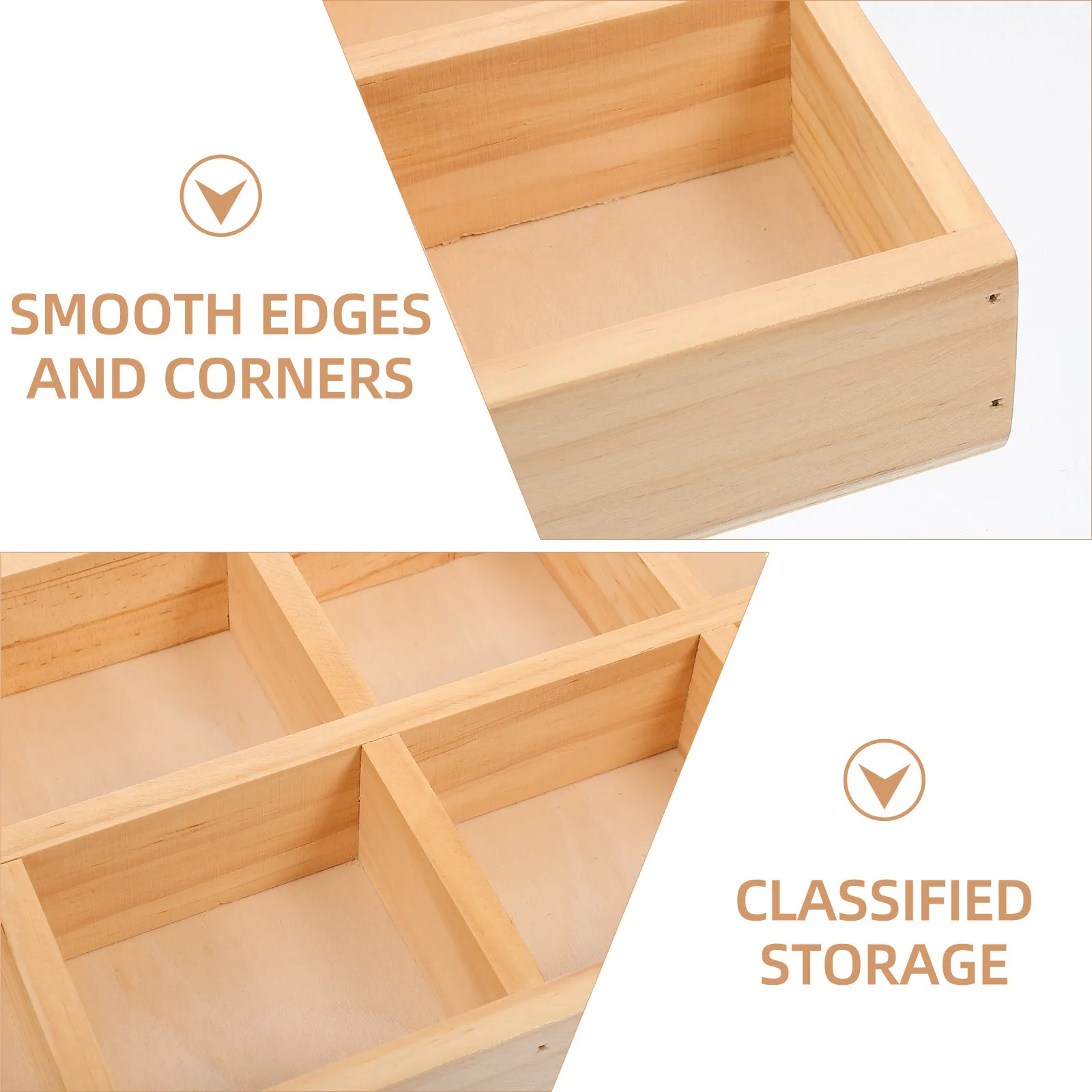 Wooden Jewelry Tray with Multi-Grid Compartment Design for Rings Earrings Necklaces Bracelets Watches Keys Home Office Bedroom