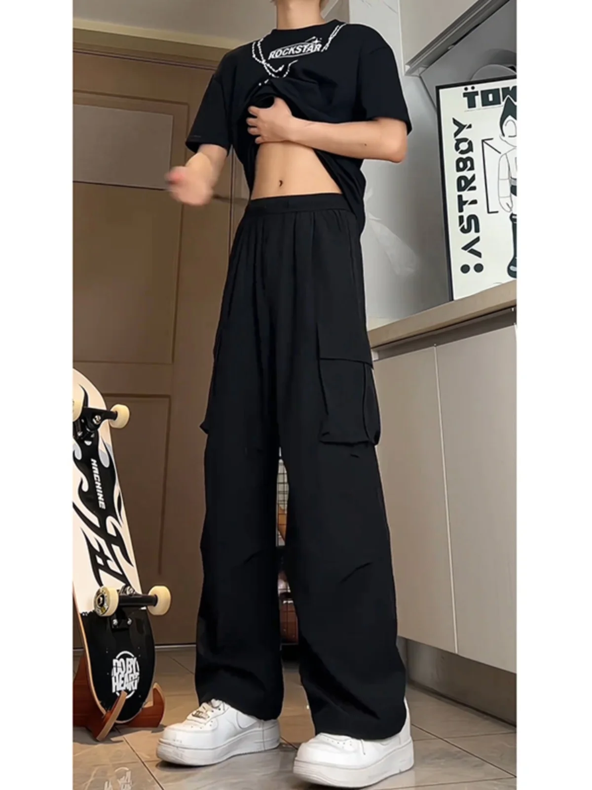 

Bla American Paratrooper Workwear Pants Men's Summer Cool Trendy Wide Leg Qui Dry Casual Trousers Youth Faion Brand