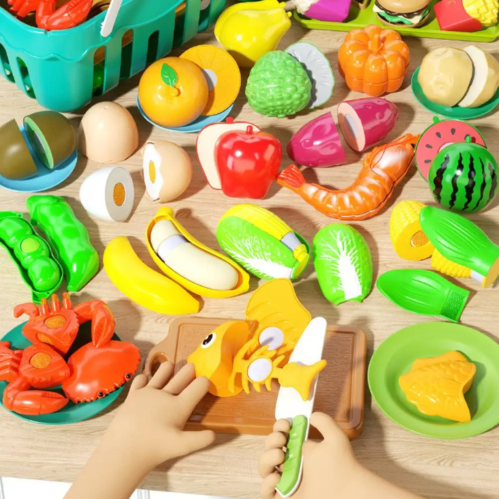 フルーツカットごっこ遊びおもちゃ子供のためのキッチンごっこ遊びフルーツ野菜アクセサリー教育玩具食品キット幼児用 Z2G7