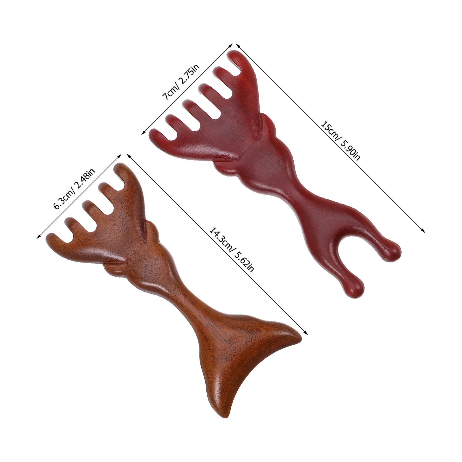 2 шт., массажная расческа из сандалового дерева с широкими зубьями, натуральный массажер для кожи головы, лица, носа, массаж волос, меридиан, деревянный массажер для кожи головы