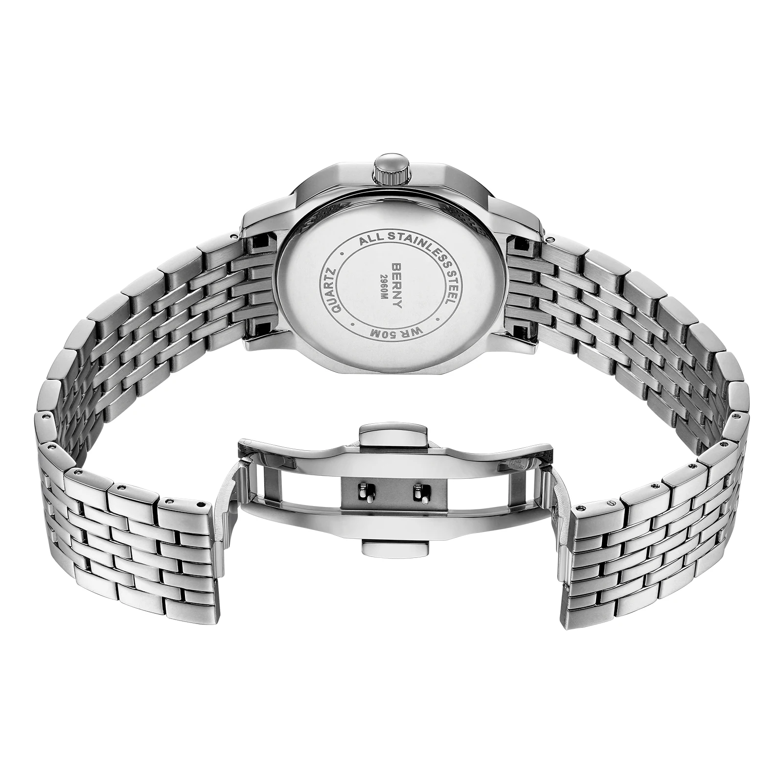 BERNY Men's  Watches Luminous Elegant Fashion Date Dress Quartz Watch Rectangle Dial Calendar Casual Business Wristwatch