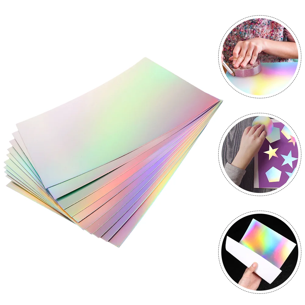 10 Sheets 297x210 Mm Cardstock Paper Handicraft for Blank DIY Holographic Flash Handmade Thick