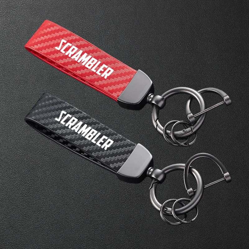 

For DUCATI Scrambler Classic/Icon/Full Throttle/Urban SCRAMBLER400/800/1100 Motorcycle Carbon Fiber Leather Zinc Alloy Keychain